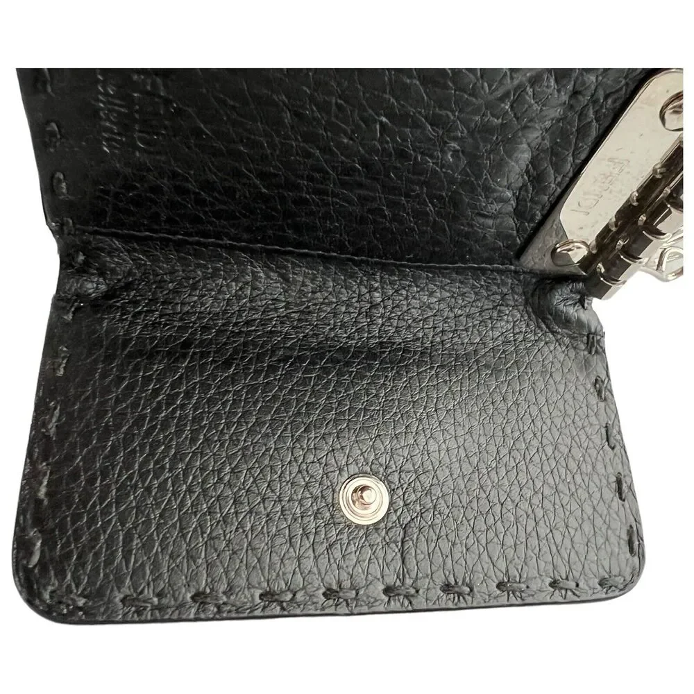 Fendi Selleria Black Leather Trifold Key Case Holder Roma Hand Stitched - Picture 7 of 9